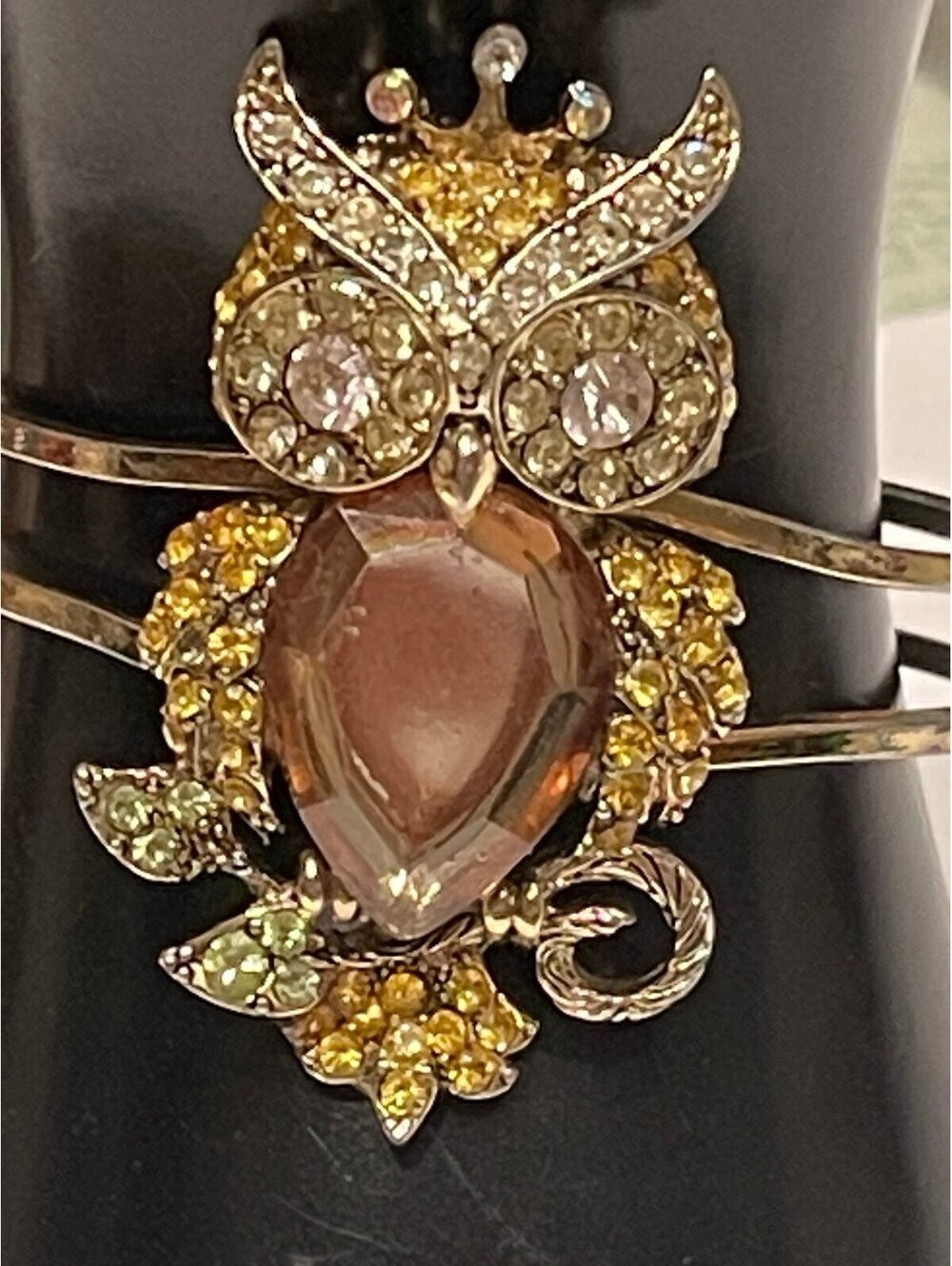 Betsey Johnson Owl Rhinestone Hinge Bracelet